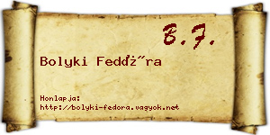 Bolyki Fedóra névjegykártya
